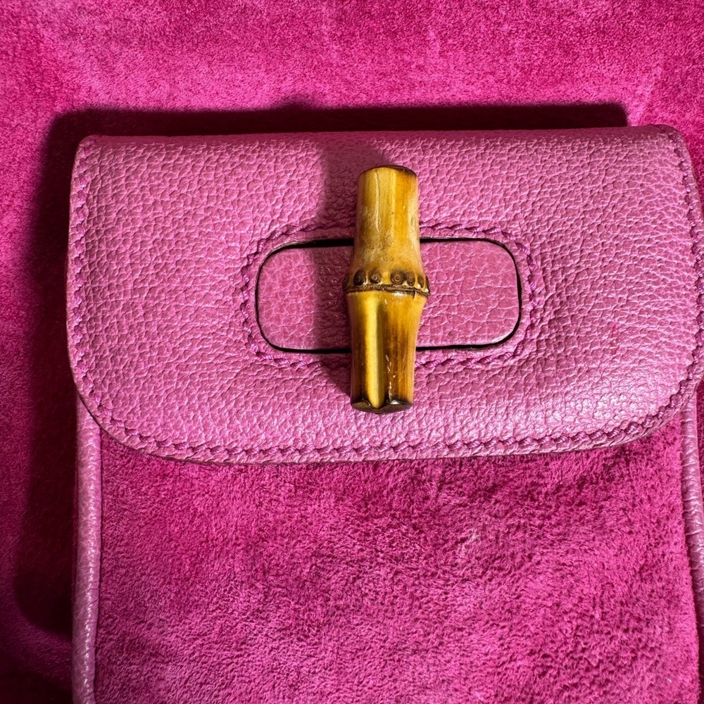 Pink Suede Gucci Bamboo Backpack - Picture 13 of 16